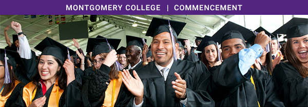 Montgomery College Commencement – Photo of graduates clapping and celebrating